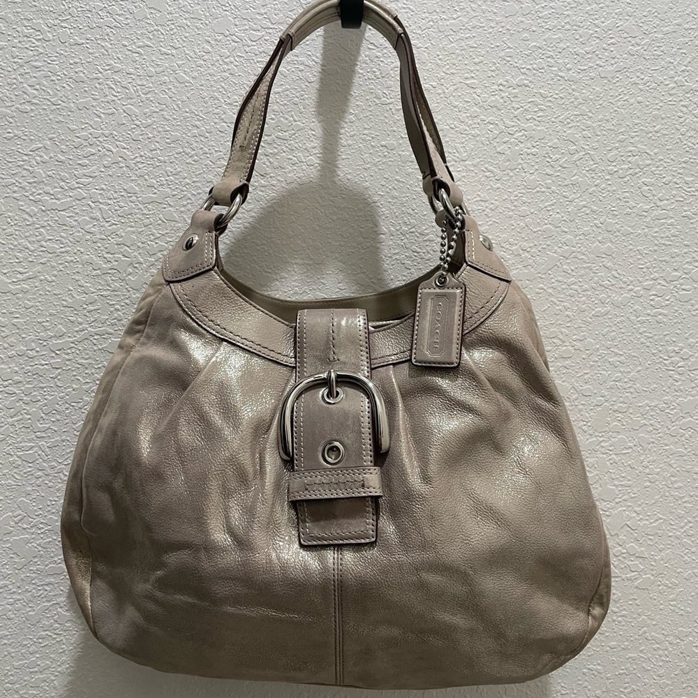 COACH A1176-F15075 Lynne Champagne Gold Metallic Hobo Shoulder Bag